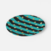Turquoise strepen met Polka Dots Verjaardagsfeest Papieren Bordje (Gekanteld)