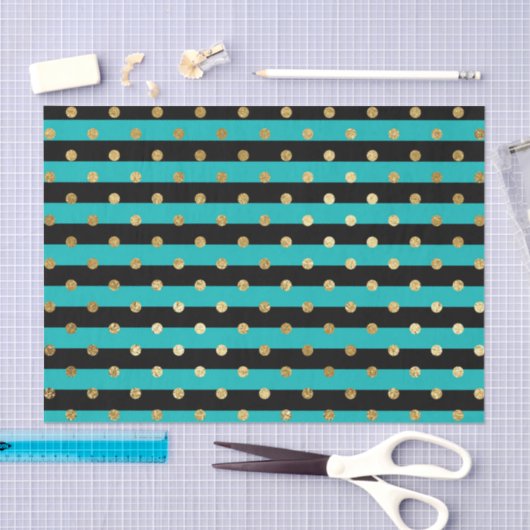 Turquoise strepen met Polka Dots Verjaardagsfeest Tissuepapier (Craft)