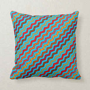 Turquoise Strepen Zig Zag Geometrische Ontwerpen K Kussen
