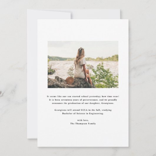 Turquoise Strepenpatroon 2022 Foto Afstudeeruitnod Aankondiging (Achterkant)