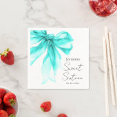 Turquoise Strikje Coquette Script Sweet 16 Feest Servet (Insitu)