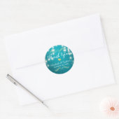 Turquoise String Lights Wedding Favor Dank u Ronde Sticker (Envelop)