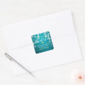 Turquoise String Lights Wedding Favor Dank u Vierkante Sticker (Envelop)