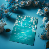 Turquoise String Lights Wedding Shower-uitnodiging Kaart