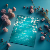Turquoise String Lights Wedding Shower-uitnodiging Kaart