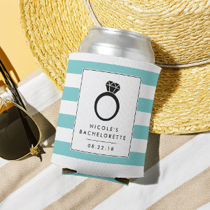 Turquoise Stripe Bachelorette Party Blikjeskoeler