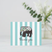 Turquoise Stripe Paisley Elephant Hartelijk dank Briefkaart (Staand voorkant)