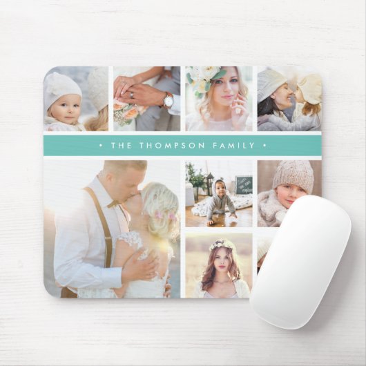 Turquoise Stripe Photo Collage Muismat (Met muis)