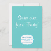 Turquoise Stripe, Pink Polka Dot Brunette Mermaid Kaart (Achterkant)