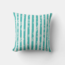 Turquoise Stripe Snowflake Kerstmis Kussen