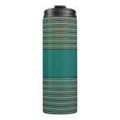 Turquoise Stripe Thermische Tumbler Thermosbeker (Voorkant)