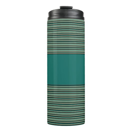 Turquoise Stripe Thermische Tumbler Thermosbeker (Voorkant)