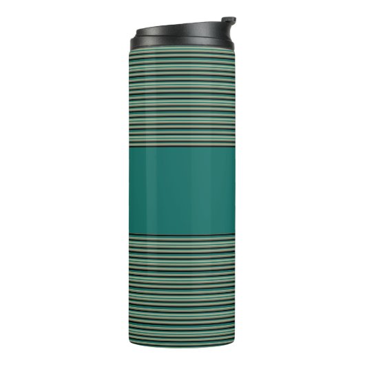 Turquoise Stripe Thermische Tumbler Thermosbeker (Gedraaid links)