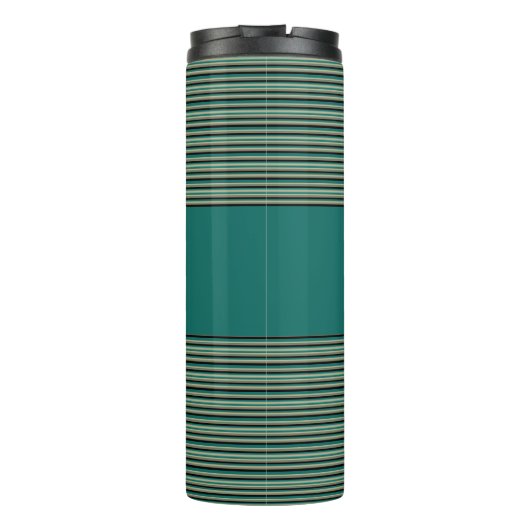 Turquoise Stripe Thermische Tumbler Thermosbeker (Achterkant)