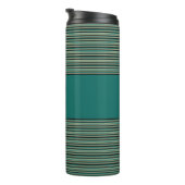 Turquoise Stripe Thermische Tumbler Thermosbeker (Geroteerd rechts)