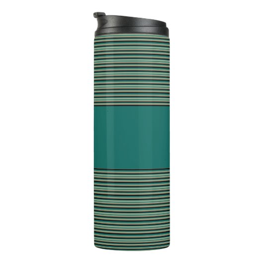 Turquoise Stripe Thermische Tumbler Thermosbeker (Geroteerd rechts)