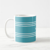 Turquoise Stripes aangepaste monogram-mokken Koffiemok (Links)