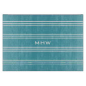Turquoise Stripes aangepaste monogram snijplaten Snijplank (Voorkant)