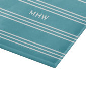 Turquoise Stripes aangepaste monogram snijplaten Snijplank (Hoek)