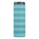 Turquoise Stripes aangepaste monogram tumbler Thermosbeker (Achterkant)