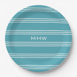 Turquoise Stripes bord aangepast monogram