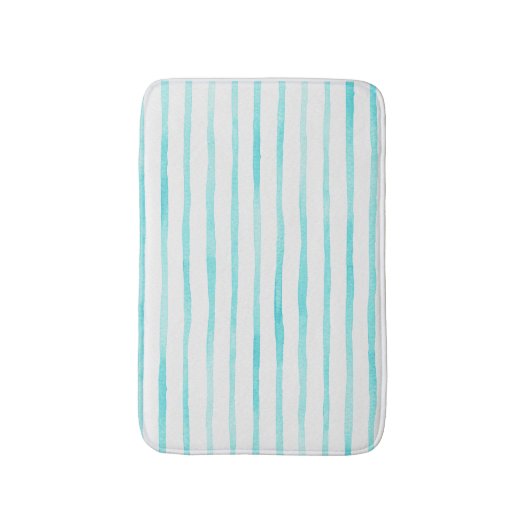 Turquoise Stripes Coastal Bath Mat (Voorkant Verticaal)