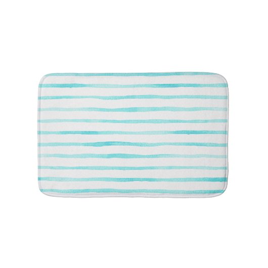Turquoise Stripes Coastal Bath Mat (Voorkant)