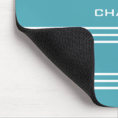 Turquoise Stripes douane monogram mousepad Muismat (Hoek)
