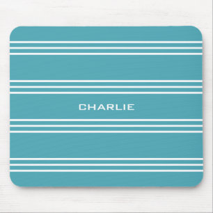 Turquoise Stripes douane monogram mousepad Muismat