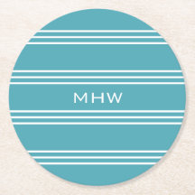 Turquoise Stripes onderzetter aangepast monogram