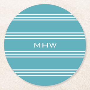Turquoise Stripes onderzetter aangepast monogram