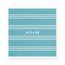 Turquoise Stripes op maat monogram papieren servet