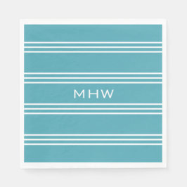 Turquoise Stripes op maat monogram papieren servet
