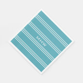 Turquoise Stripes op maat monogram papieren servet (Hoek)