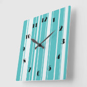 Turquoise Stripes Pattern Wall Clock Vierkante Klok (Hoek)