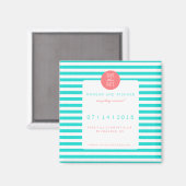 Turquoise Stripes - Save the Date Magnets Magneet (Voorkant / Achterkant)