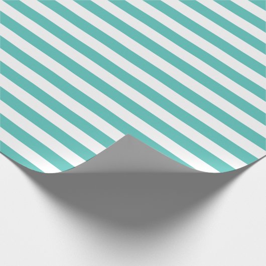 Turquoise Stripes Wrapping Paper Cadeaupapier (Hoek)
