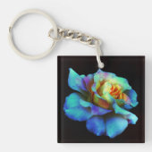 Turquoise Stropdas geverfd Roos Sleutelhanger (Voorkant)