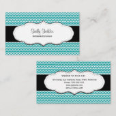 Turquoise Stylish Chevron Visitekaartjes (Voorkant / Achterkant)