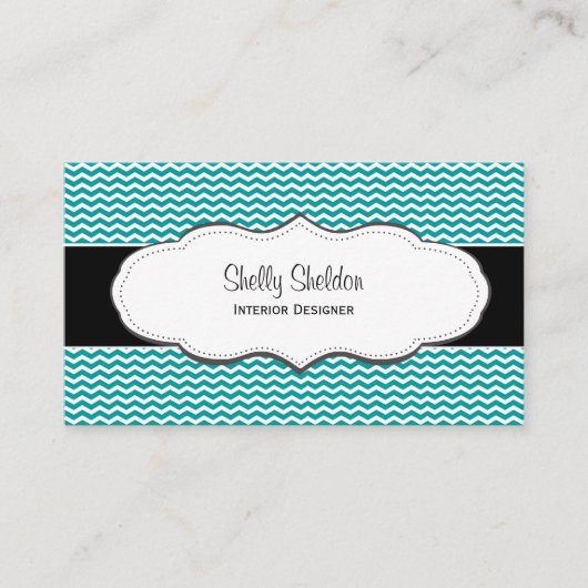 Turquoise Stylish Chevron Visitekaartjes (Voorkant)