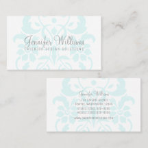 Turquoise Subtle Damask Visitekaartje