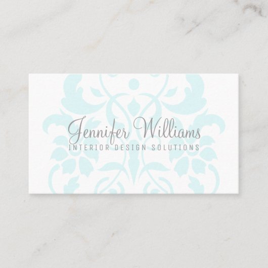 Turquoise Subtle Damask Visitekaartje (Voorkant)