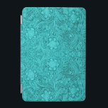 Turquoise Suede Leathe -reliëf Floral Design iPad Mini Cover<br><div class="desc">Turquoise-groene leren look patroon,  met reliëf bloemenontwerp. Dit is een afbeelding dat eruit ziet als leder en reliëflook is photoshop-effect</div>