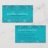 Turquoise Suede Leather Look  bloemontwerp Visitekaartje (Voorkant / Achterkant)