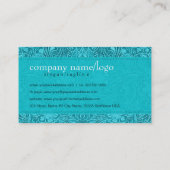 Turquoise Suede Leather Look  bloemontwerp Visitekaartje (Achterkant)