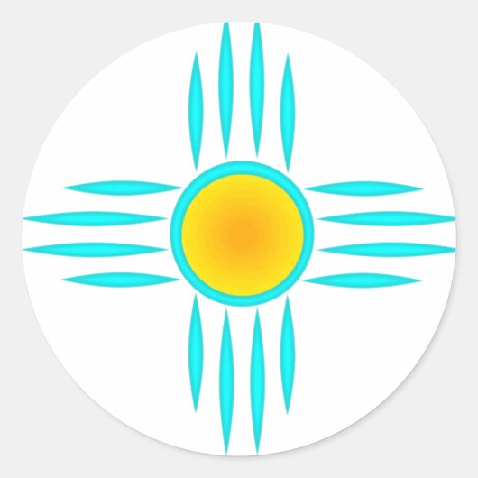 Turquoise Sun God Ronde Sticker (Voorkant)