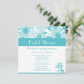 Turquoise Sunflower Bridal Shower Invitation Kaart (Staand voorkant)