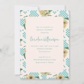 Turquoise Sunflower Checkerboard Vrijgezellenfeest Kaart (Voorkant)