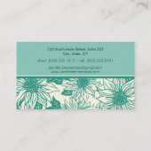 Turquoise Sunflower Floral Visitekaartje (Achterkant)
