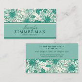 Turquoise Sunflower Floral Visitekaartje (Voorkant / Achterkant)